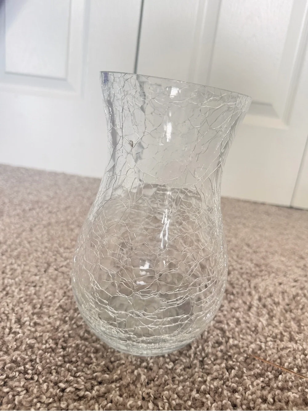 Clear Crackle Glass Decorative Vase - Elegant Home Accent